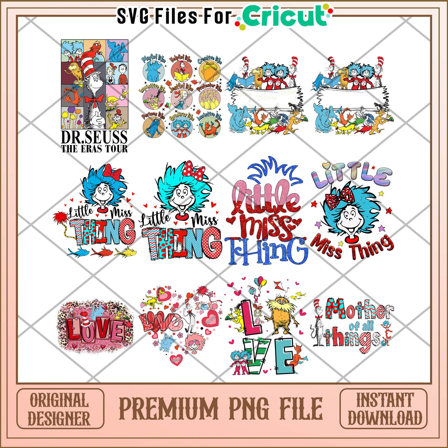 Dr Seuss Themed Bundle PNG Instant Download for Crafts