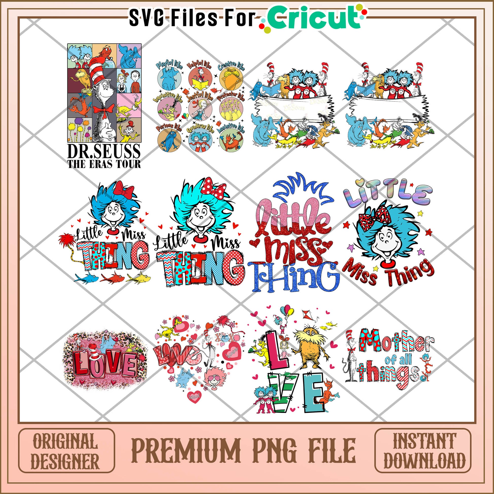 Dr Seuss Themed Bundle PNG Instant Download for Crafts