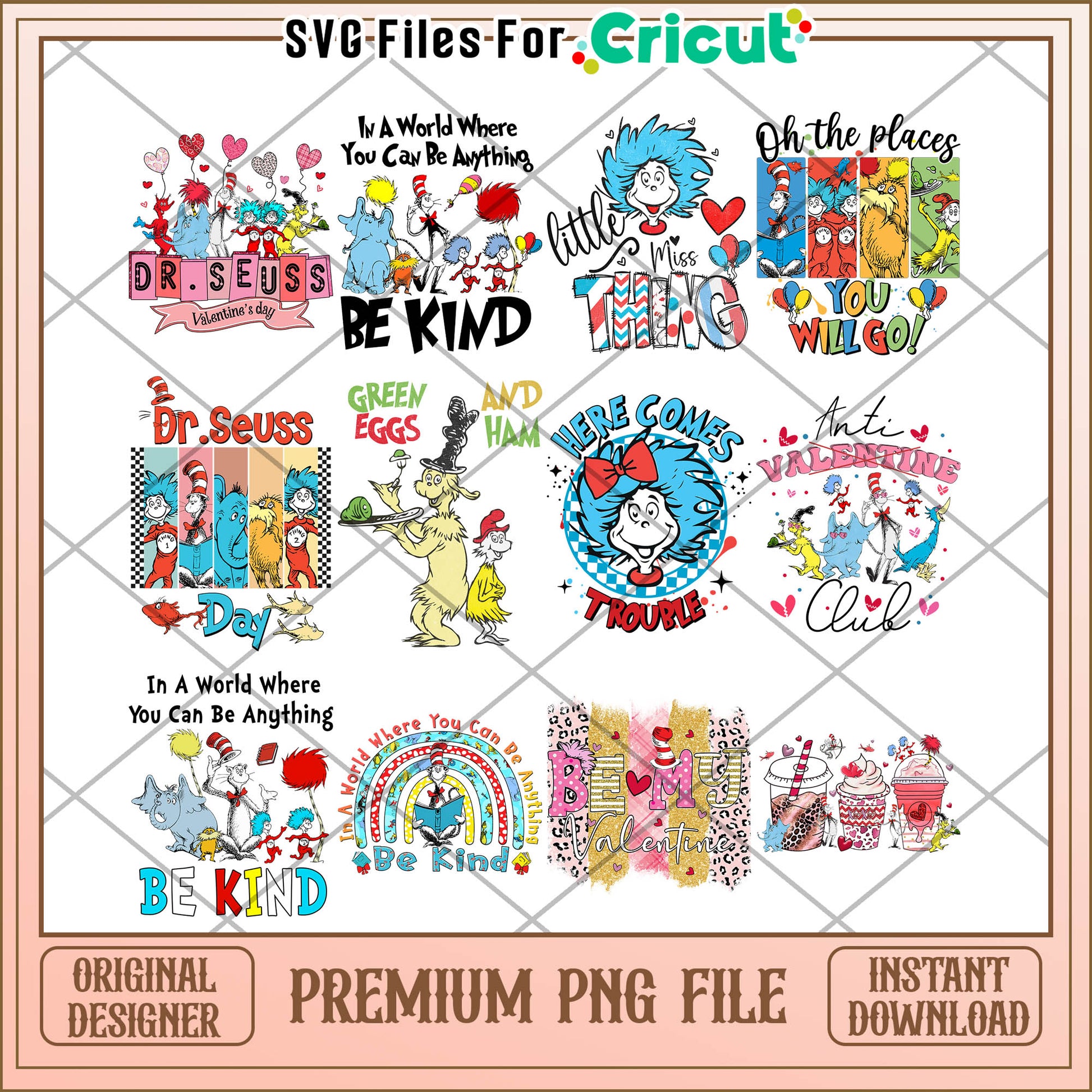 Dr Seuss Valentine Bundle Premium PNG Instant Download