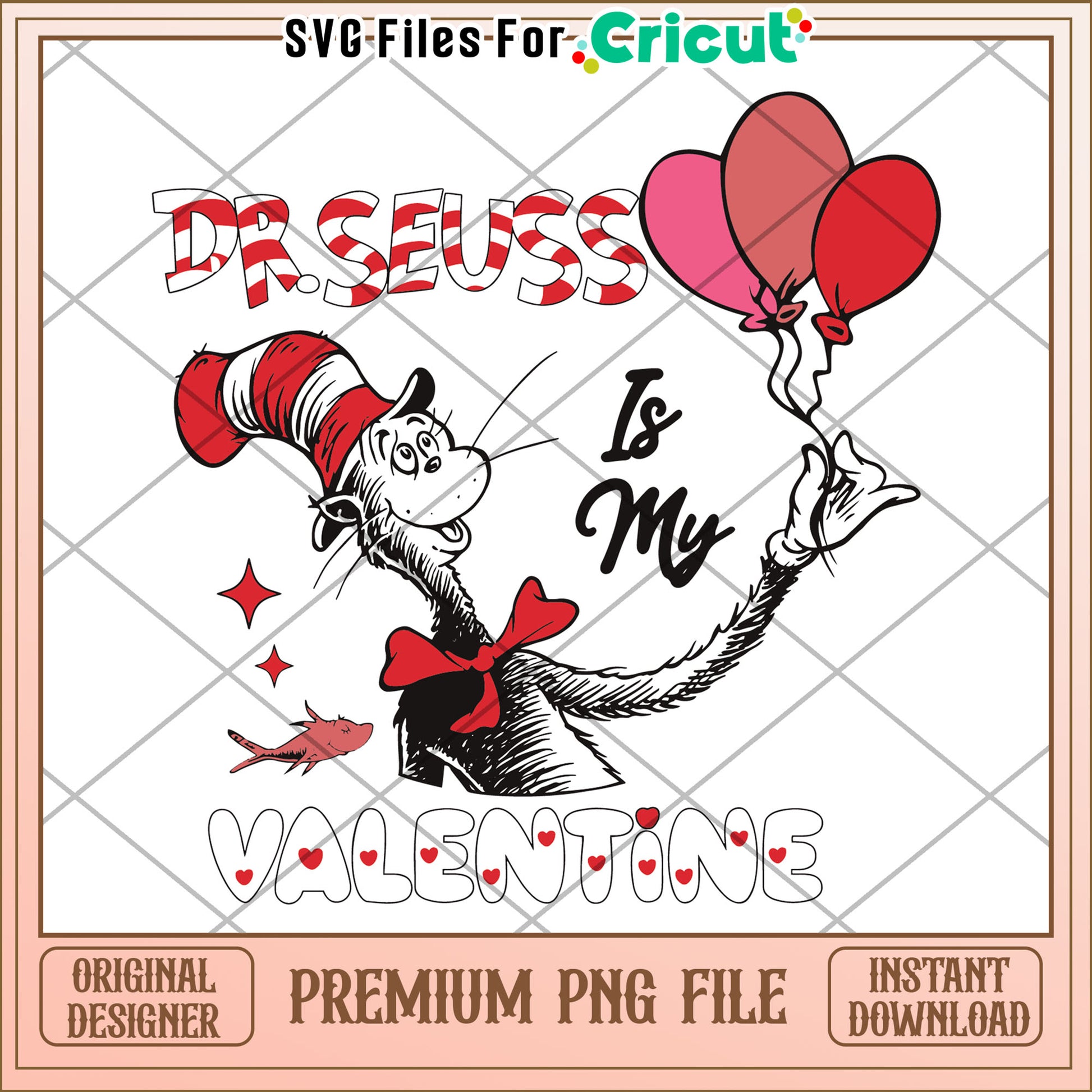 Dr Seuss Valentine PNG Cricut File