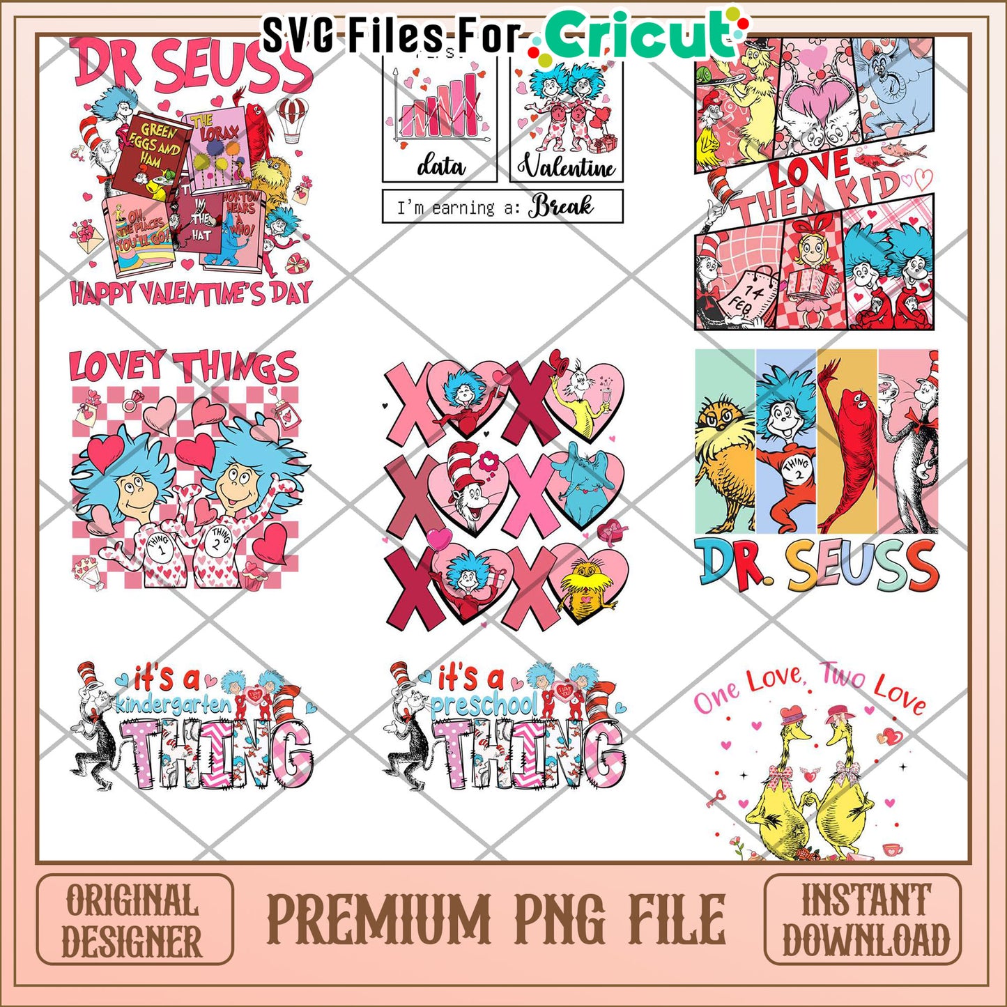 Dr Seuss Valentine's Day Bundle Premium PNG Files Download