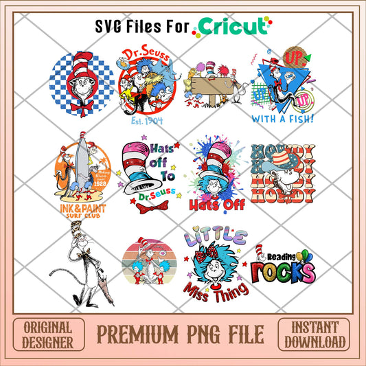 Dr Seuss cartoon characters png bundle 