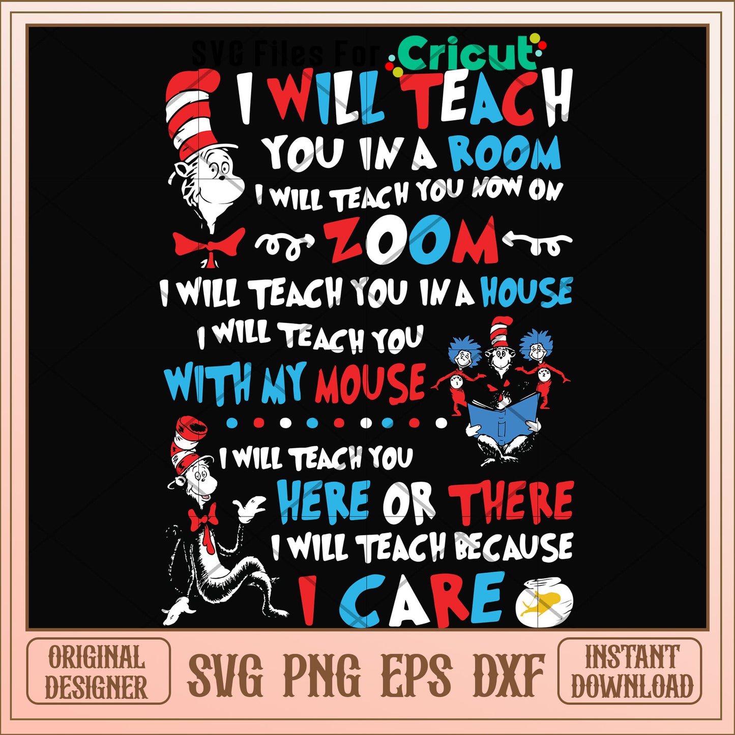 Dr Seuss I will teach you in a room svg, Dr Seuss svg, other svg