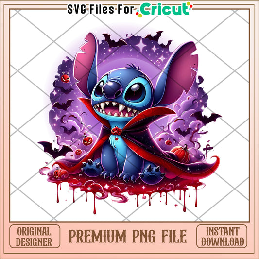 Dracula stitch png, halloween pumpkins​ png, cute stitch png