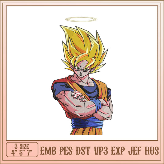Dragon Ball Embroidery Design Goku Character Multiple Sizes