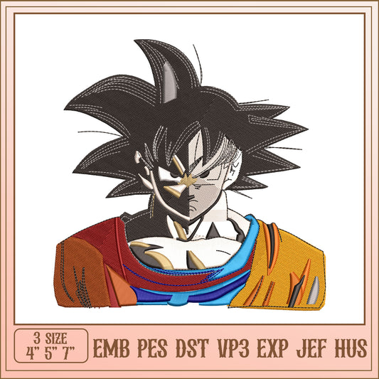 Dragon Ball Goku Embroidery Design for Custom Sewing Projects