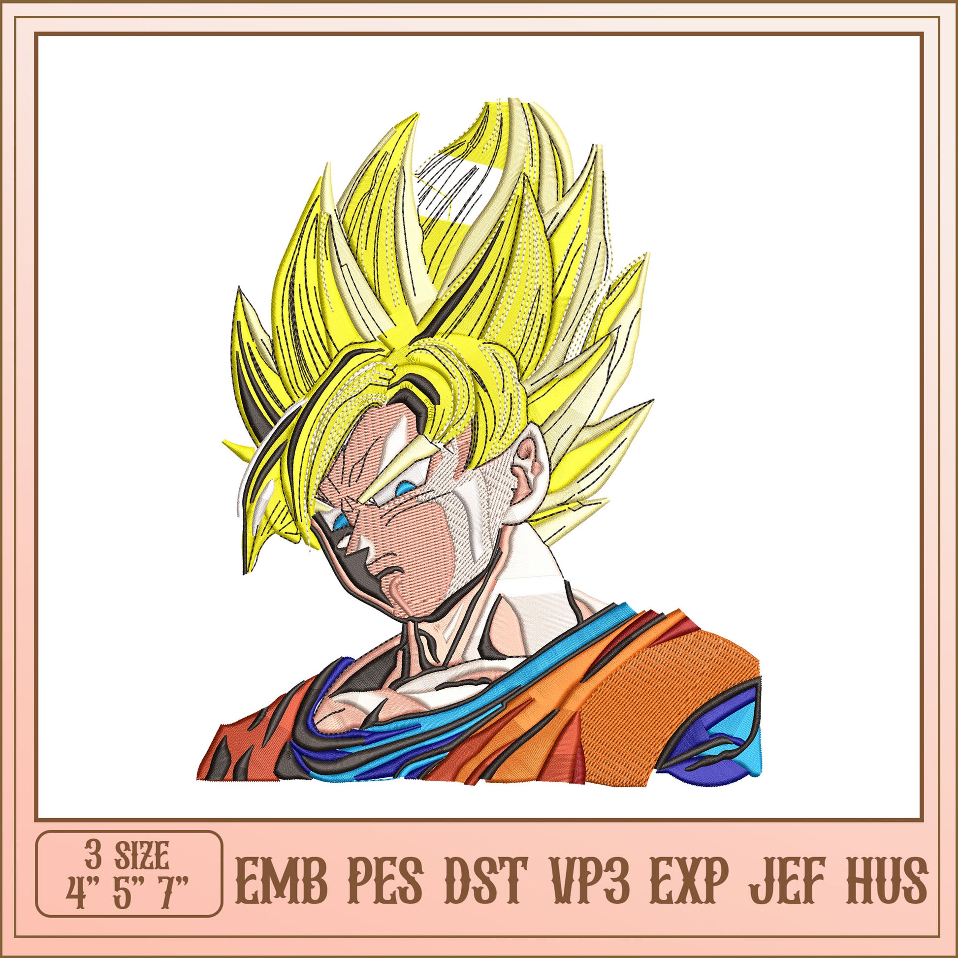 Dragon Ball Super Goku Embroidery Design Downloadable File