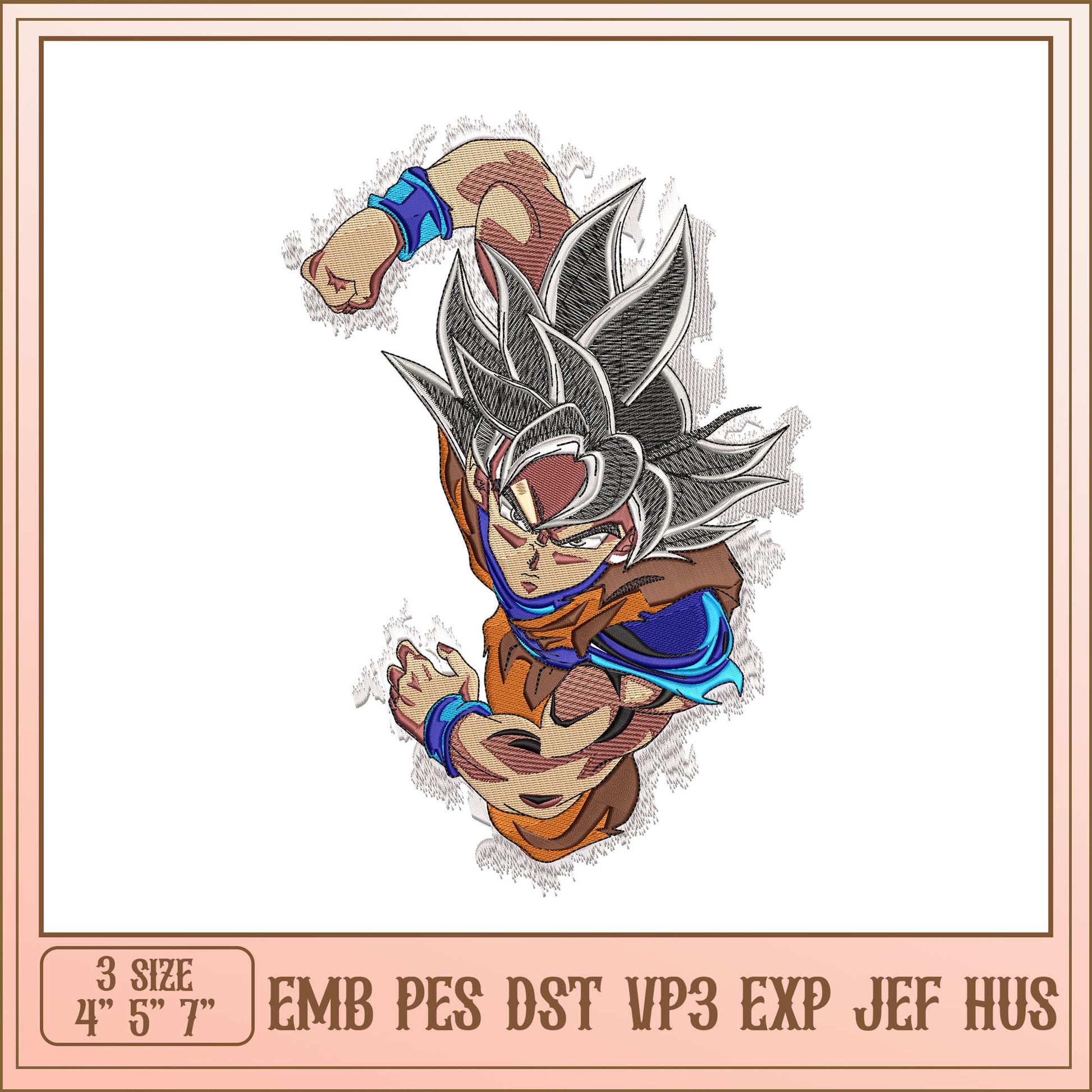 Dragon Ball Super Goku Embroidery Design for Machine Use