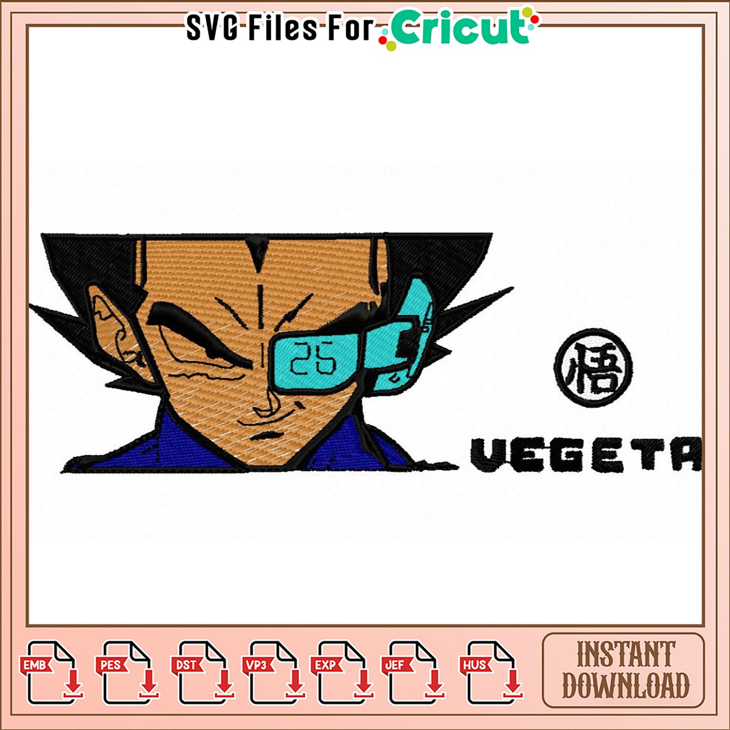 Dragon Ball Vegeta Embroidery Design Instant Download