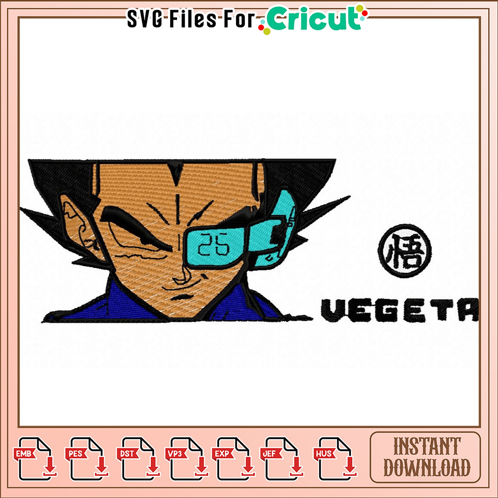 Dragon Ball Vegeta Embroidery Design Instant Download