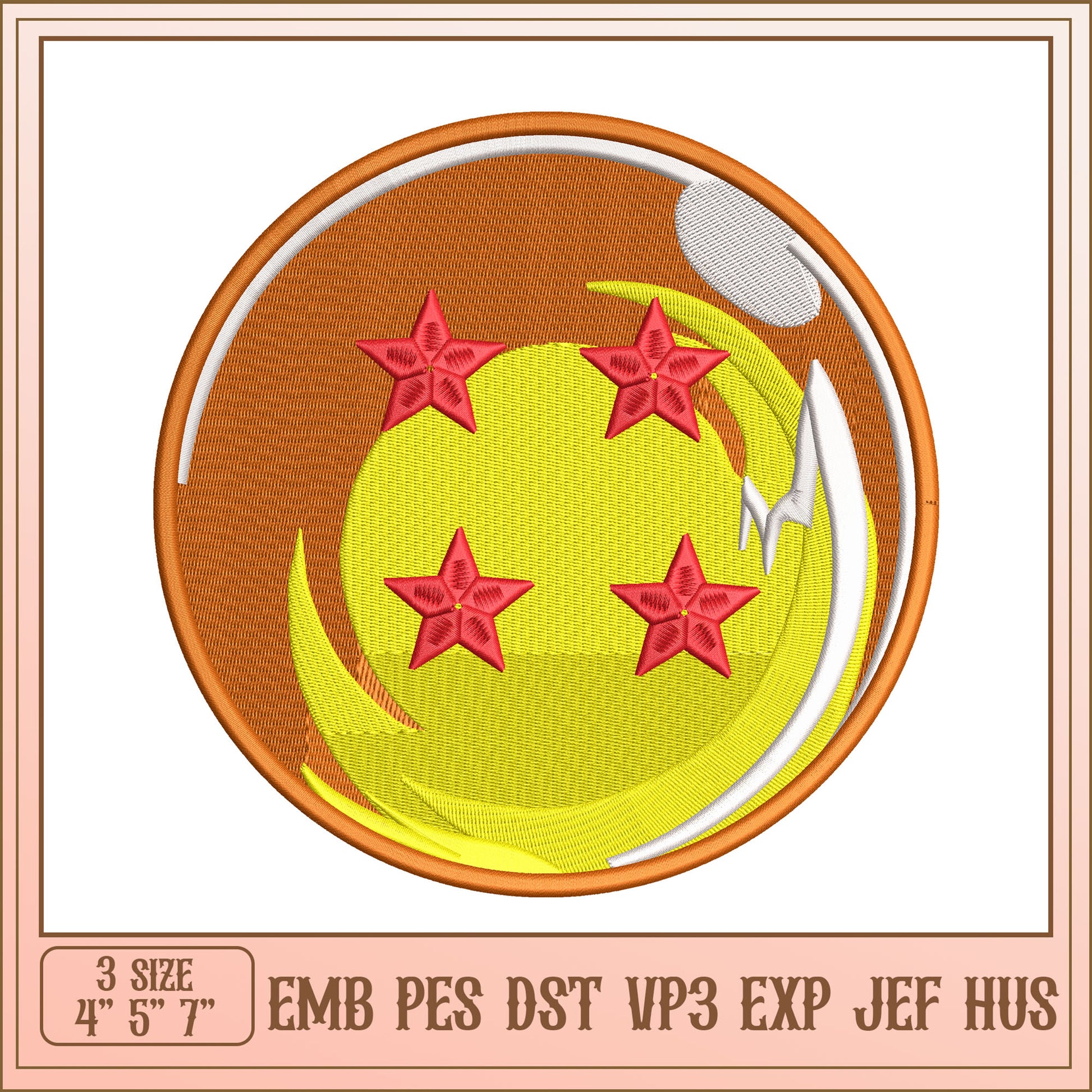 Dragon Ball Z Four Star Ball Embroidery Design