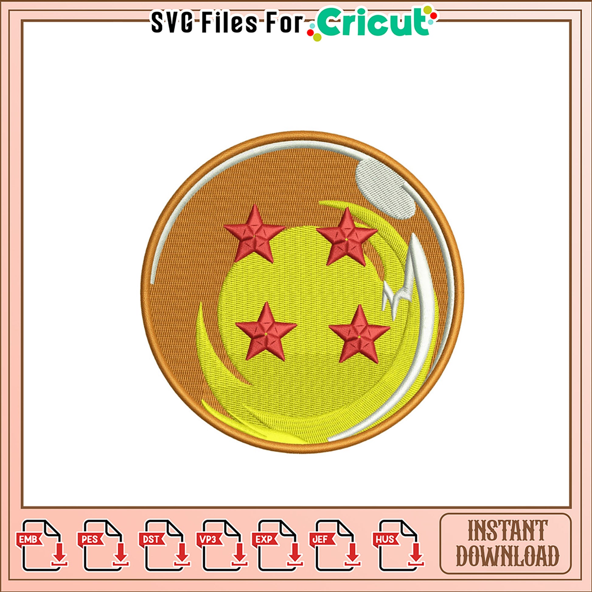 Dragon Ball Z Four Star Dragon Ball Embroidery Design