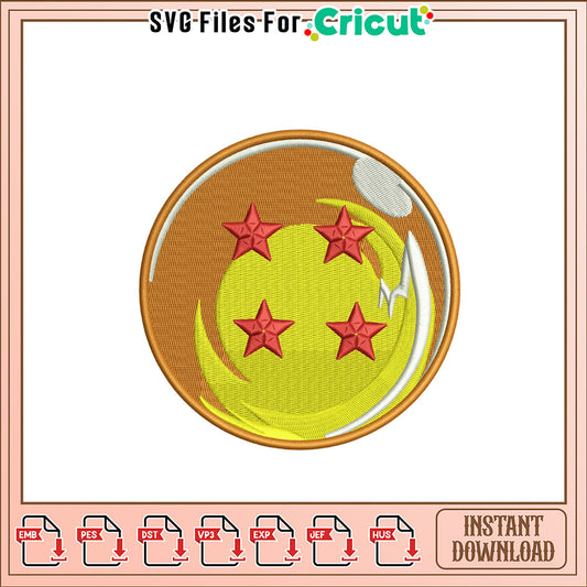 Dragon Ball Z Four Star Dragon Ball Embroidery Design
