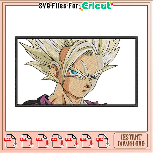 Dragon Ball Z Gohan Embroidery Design Instant Download