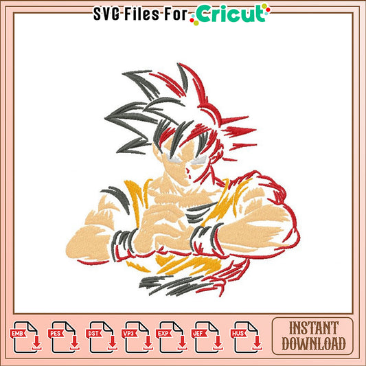 Dragon Ball Z Goku Embroidery Design Instant Download
