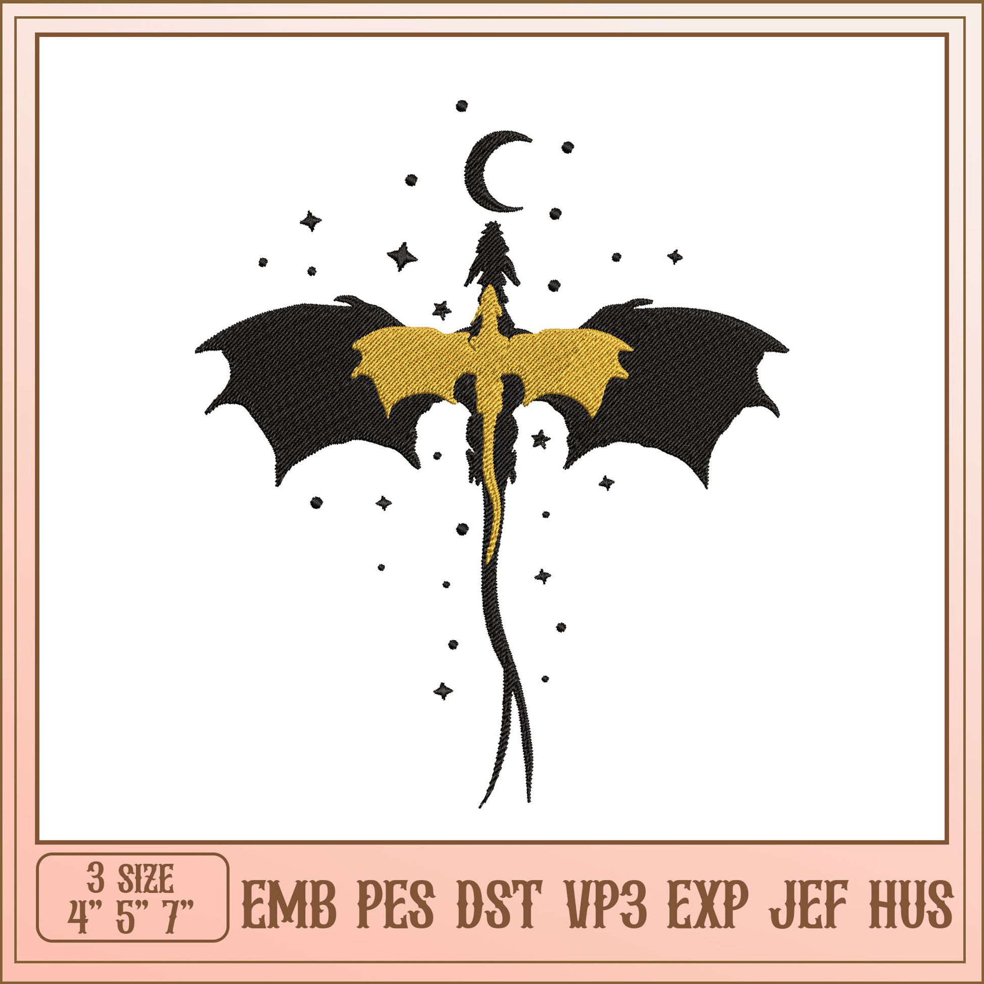 Dragon Embroidery Design 3 Sizes EMB PES DST