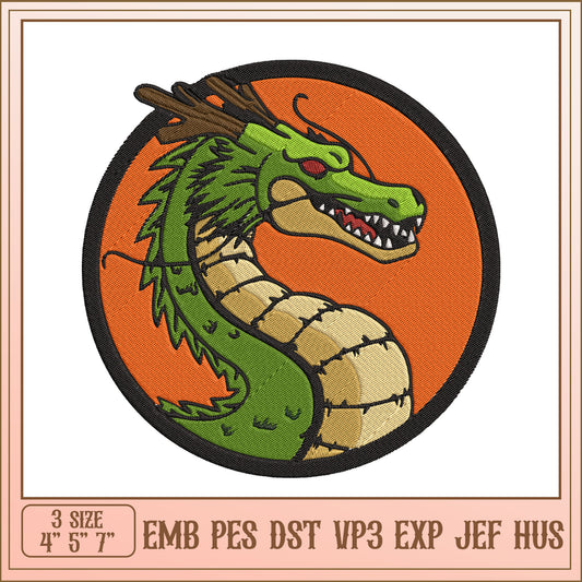 Dragon Embroidery Design 4x7 Inch
