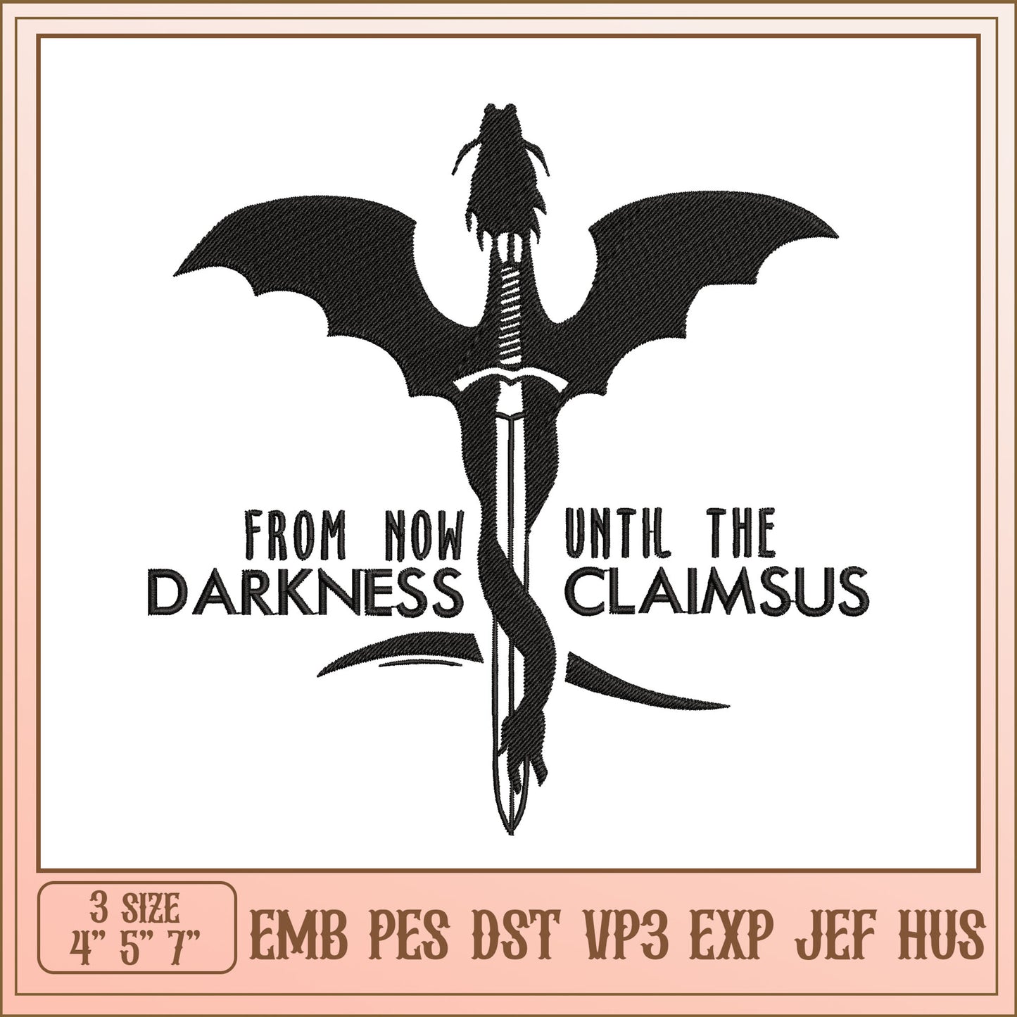 Dragon Sword Embroidery Design - 3 Sizes