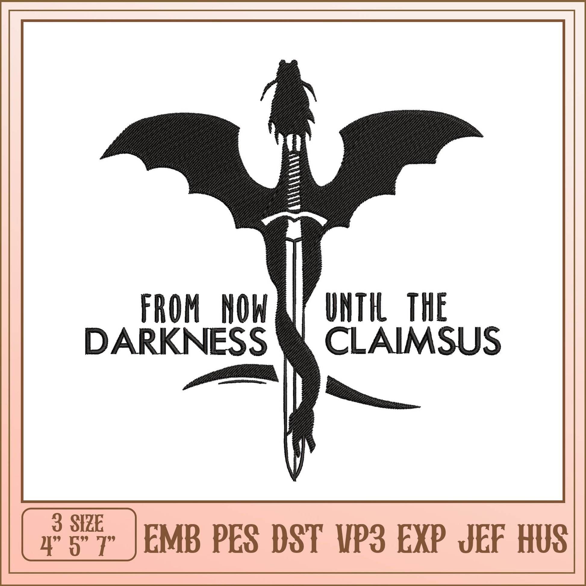 Dragon Sword Embroidery Design - 3 Sizes