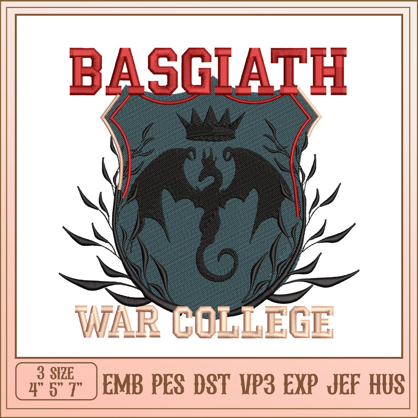 Dragon War College Embroidery Design
