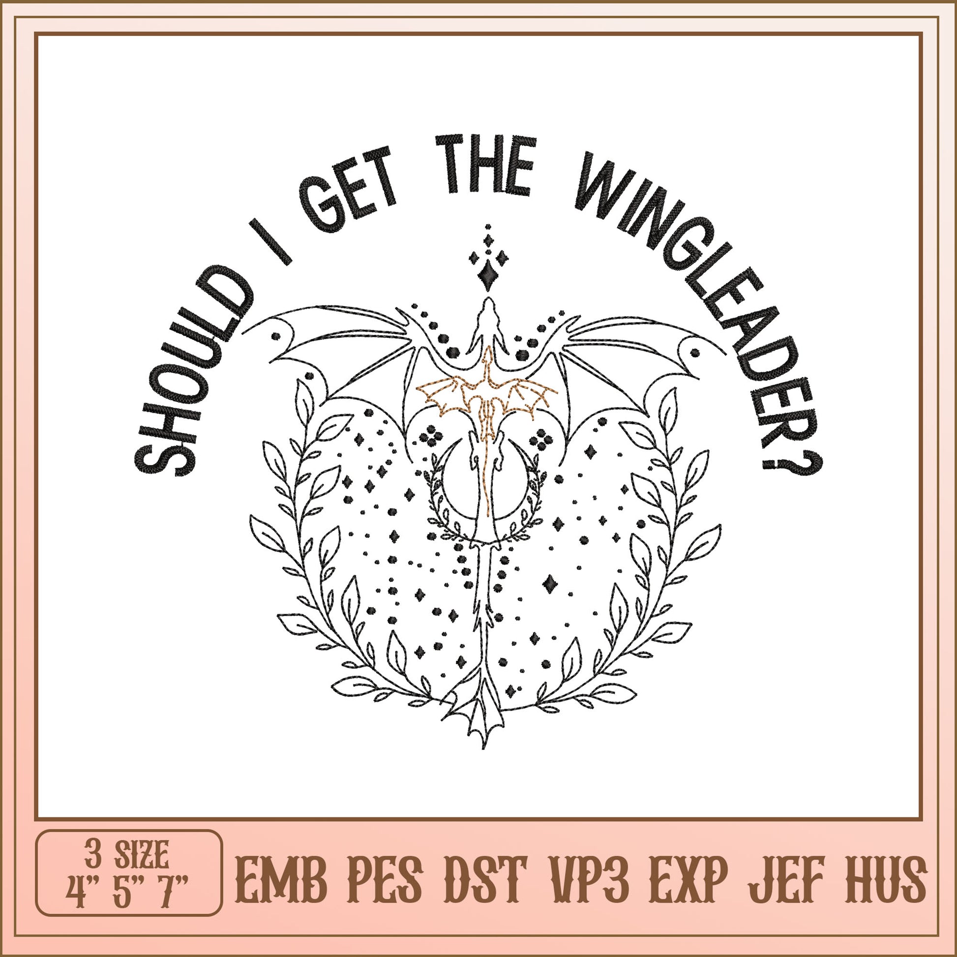 Dragon Wing Leader Embroidery Design