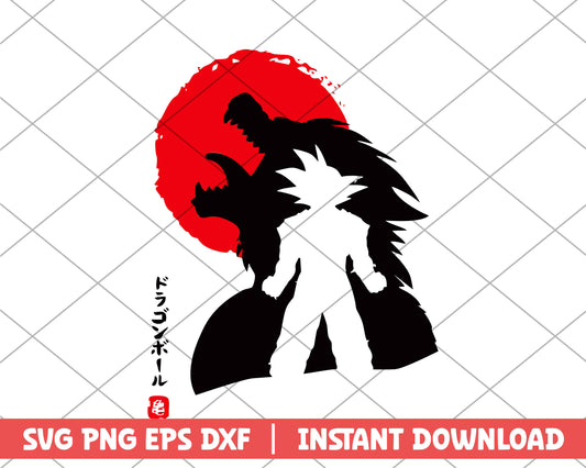 Dragon ball Son Goku and wolf anime svg