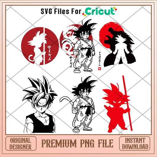 Anime Dragon balls Songoku shadow png bundle