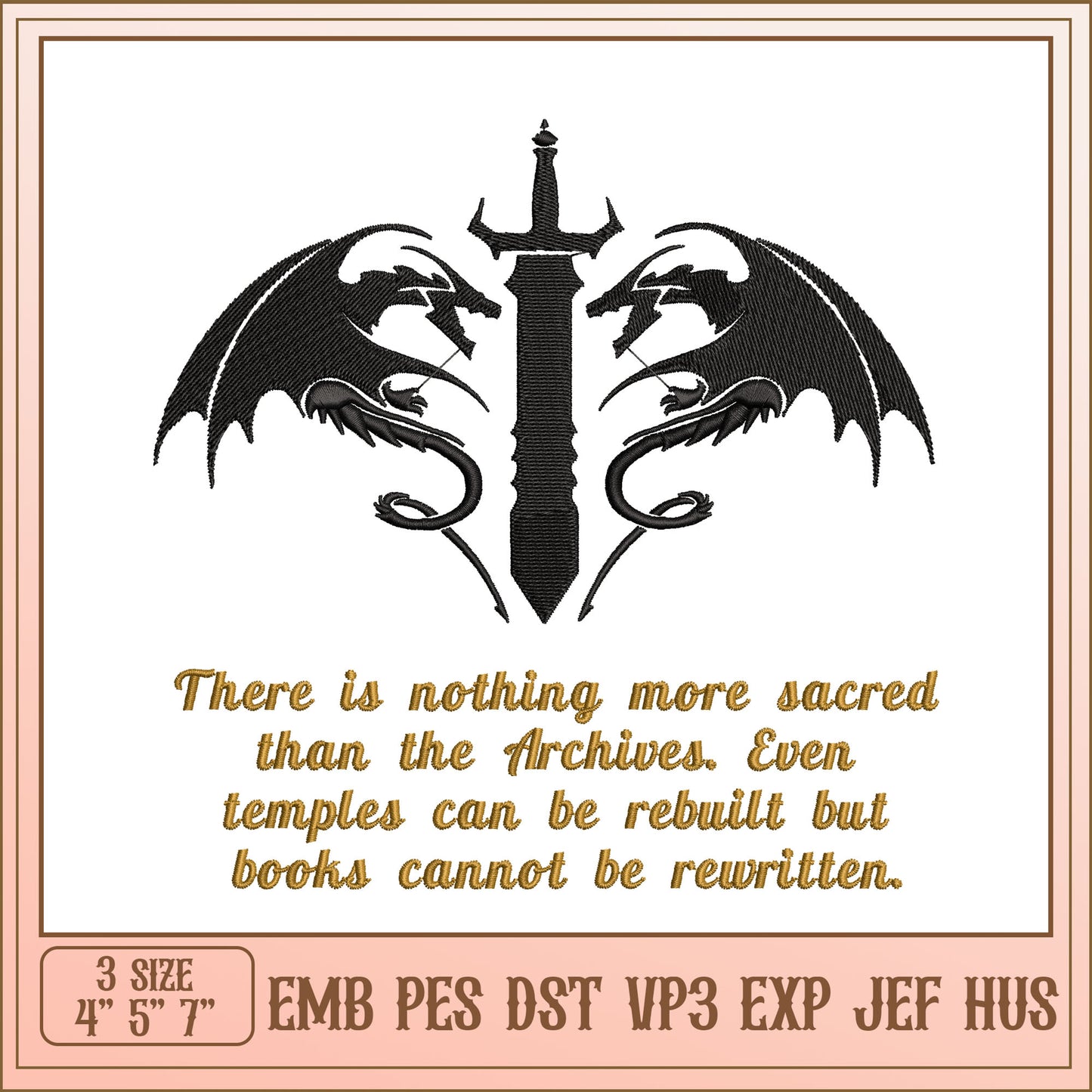 Dragons Sword Embroidery Design