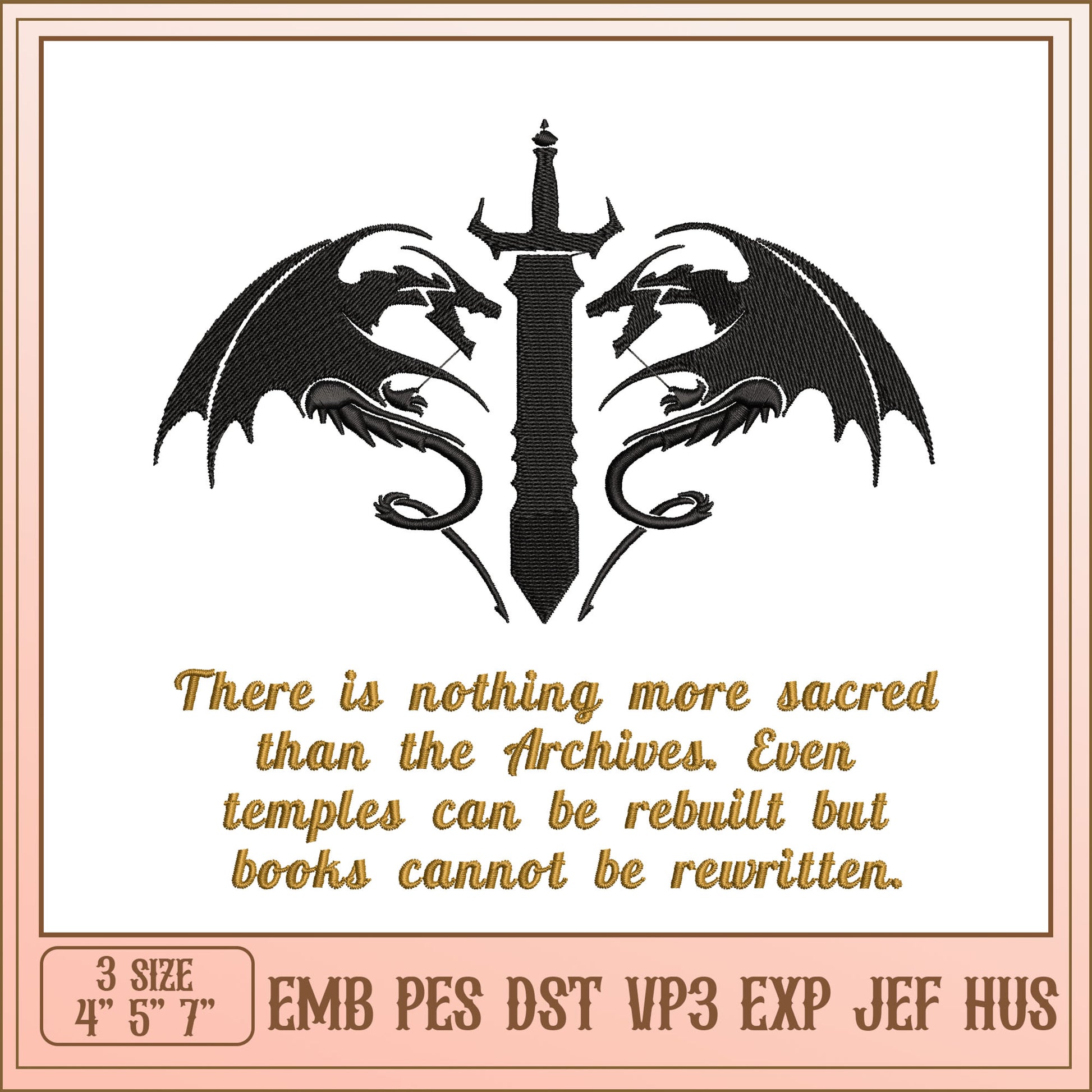 Dragons Sword Embroidery Design