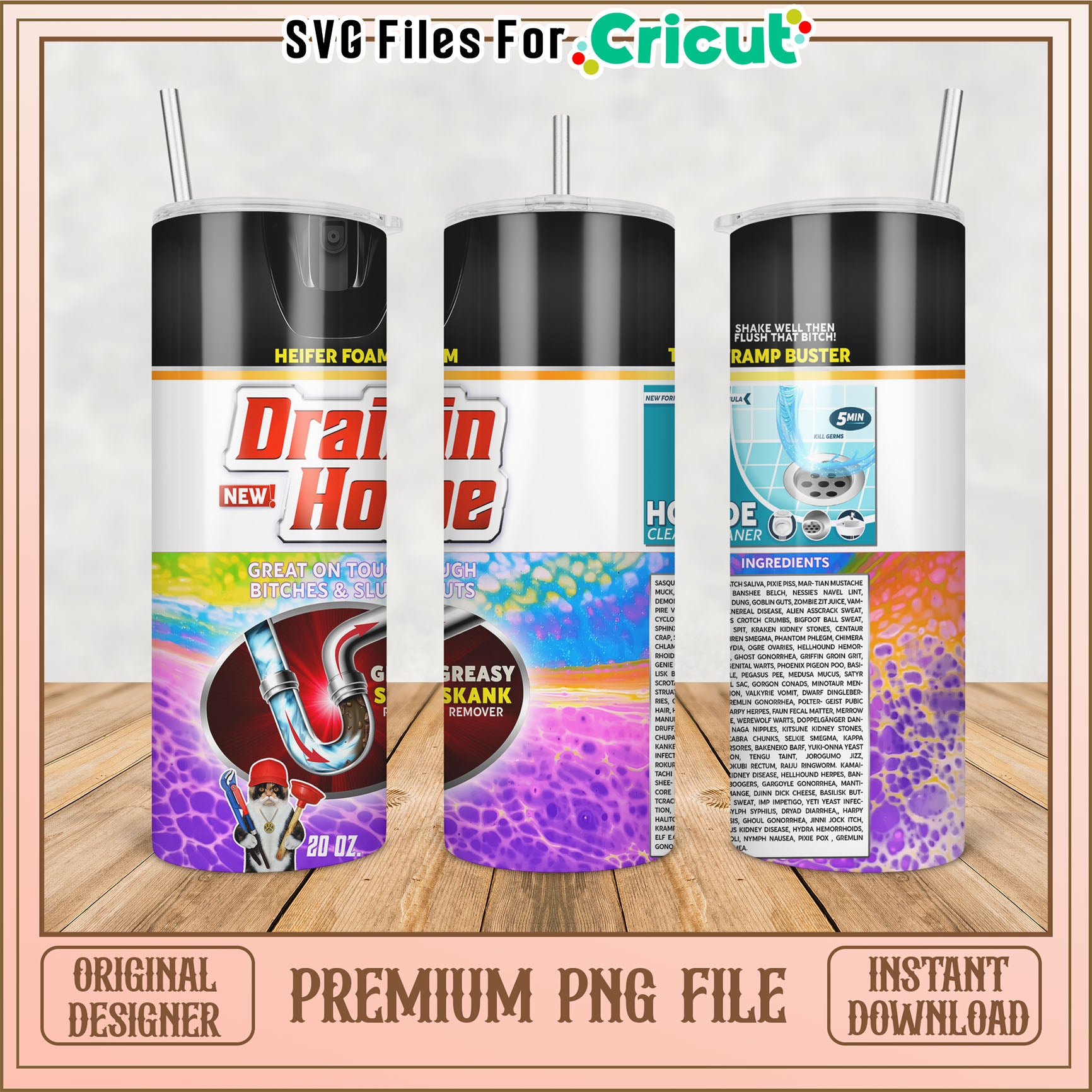 Drain Hoe Tumbler PNG Design