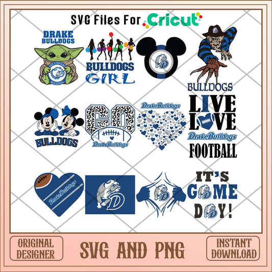 Drake Bulldogs Disney svg, Drake Bulldogs svg bundle, NCAA svg 