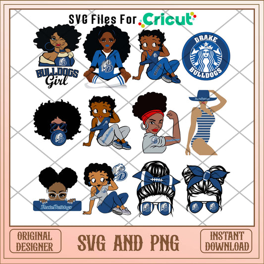 Drake Bulldogs girl svg, Drake Bulldogs svg bundle, NCAA svg