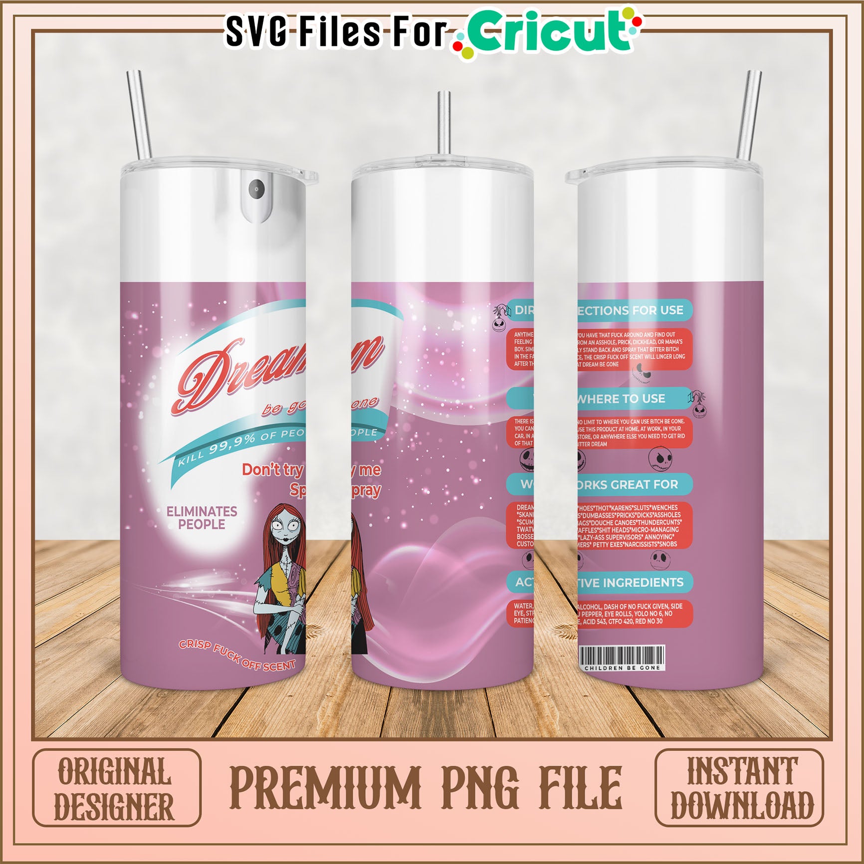 Dreamy Tumbler Design PNG File for Cricut Craft Projects Download