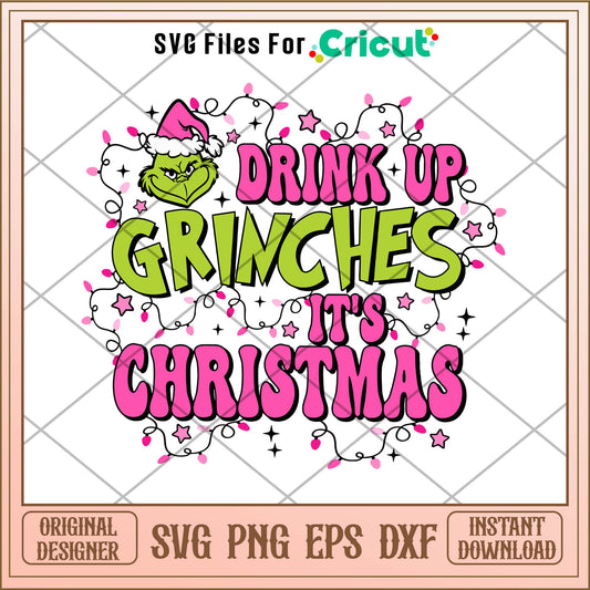 Drink up grinches its christmas light svg, the grinch in cartoon​ ​svg