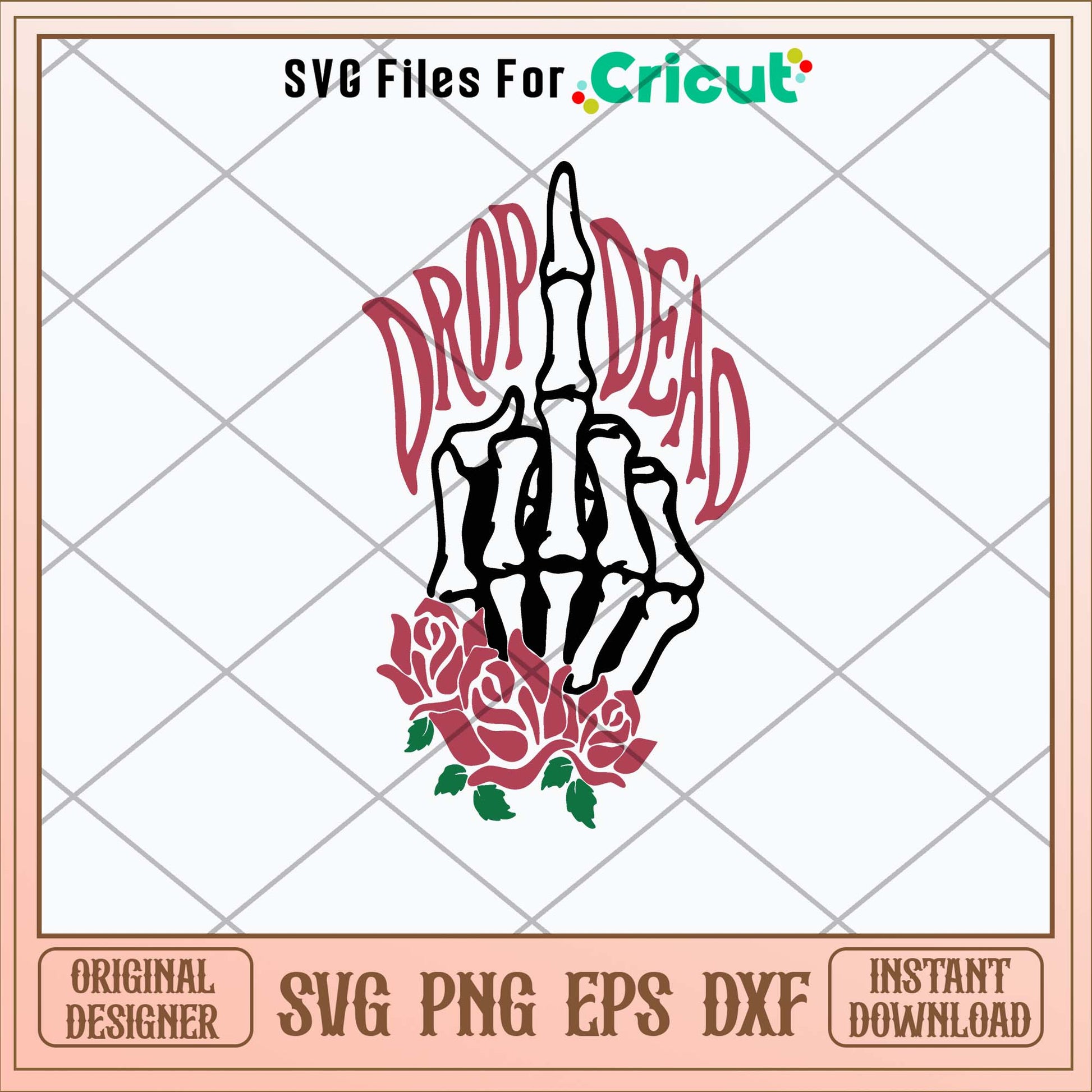 Drop Dead Bones Middle Finger Svg