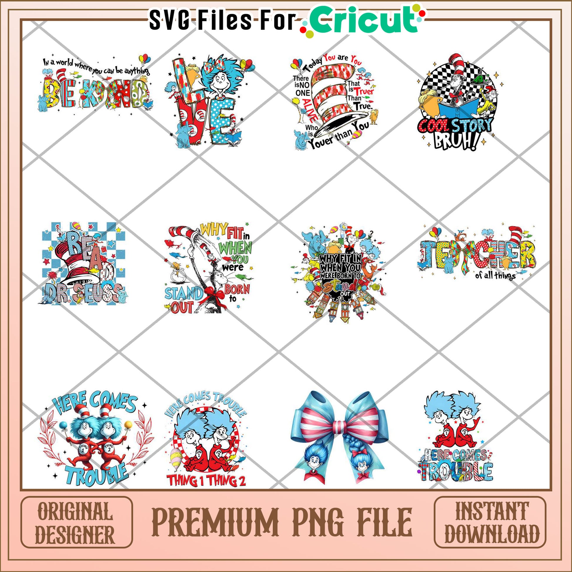 Dr seuss Educational Quote Designs Bundle PNG