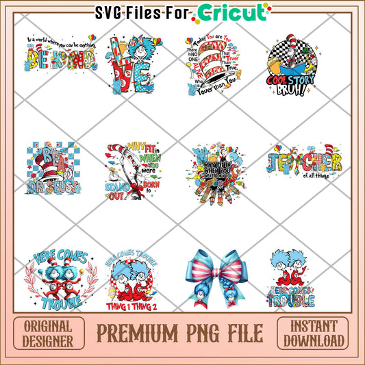 Dr seuss Educational Quote Designs Bundle PNG