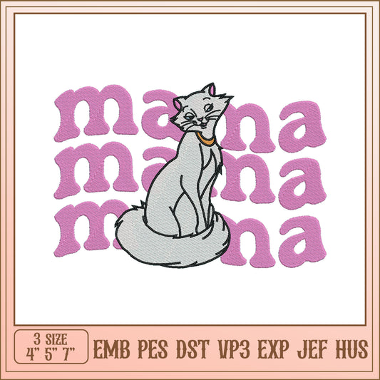 Duchess Mama Cat Embroidery Design