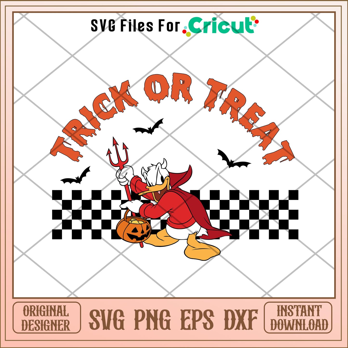 Duck Donald Trick or Treat Halloween svg, Disney characters svg, Digital Download