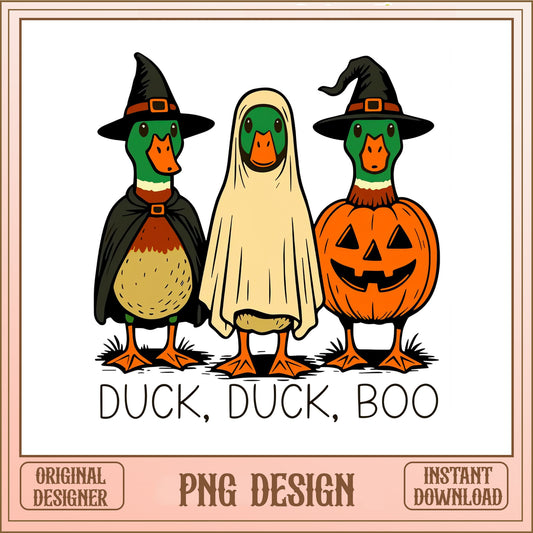 Duck Duck Boo Halloween PNG, Funny Duck Halloween PNG, Spooky Duck PNG