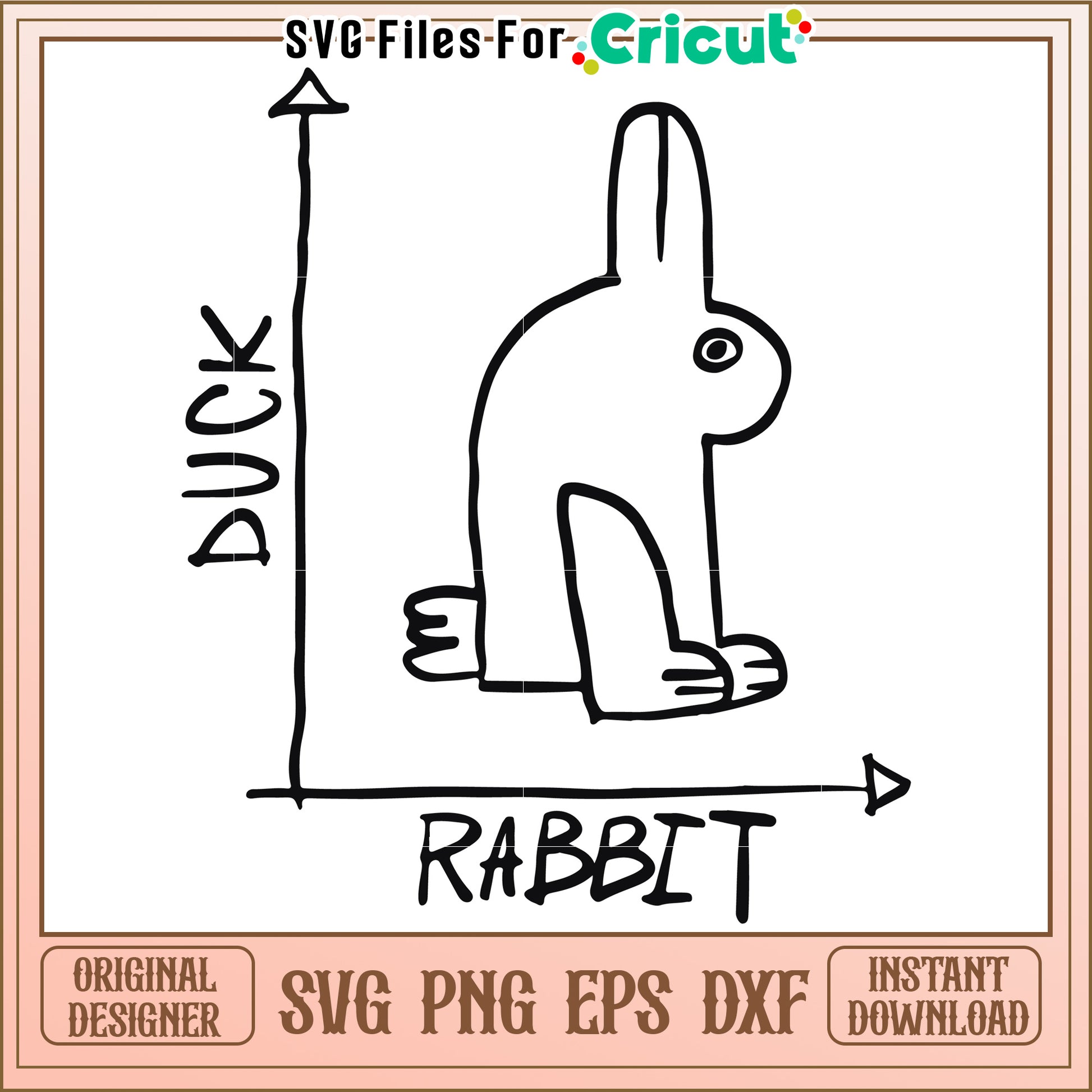 Duck and Rabbit Illustration, creative animal art for decor – svg files ...