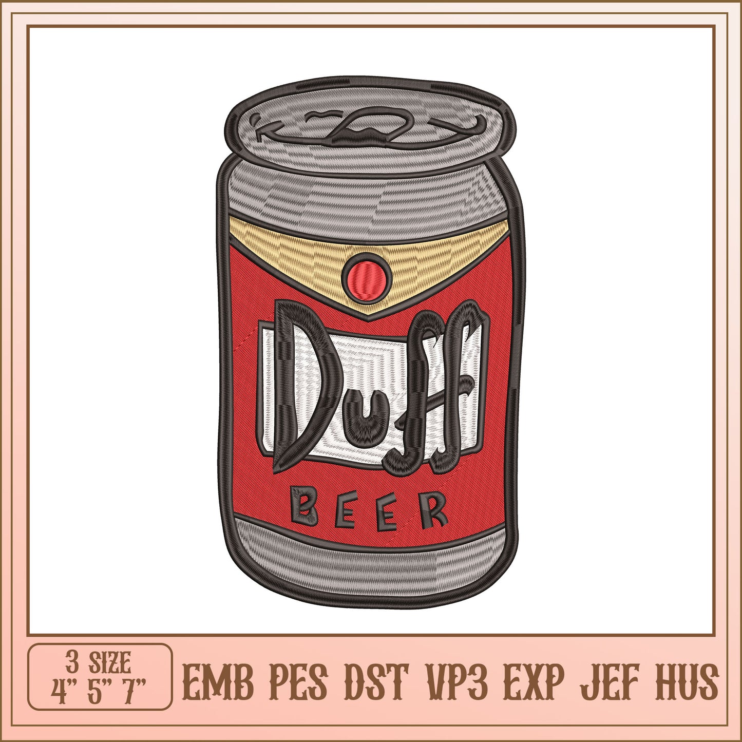 Duff Beer Embroidery Design