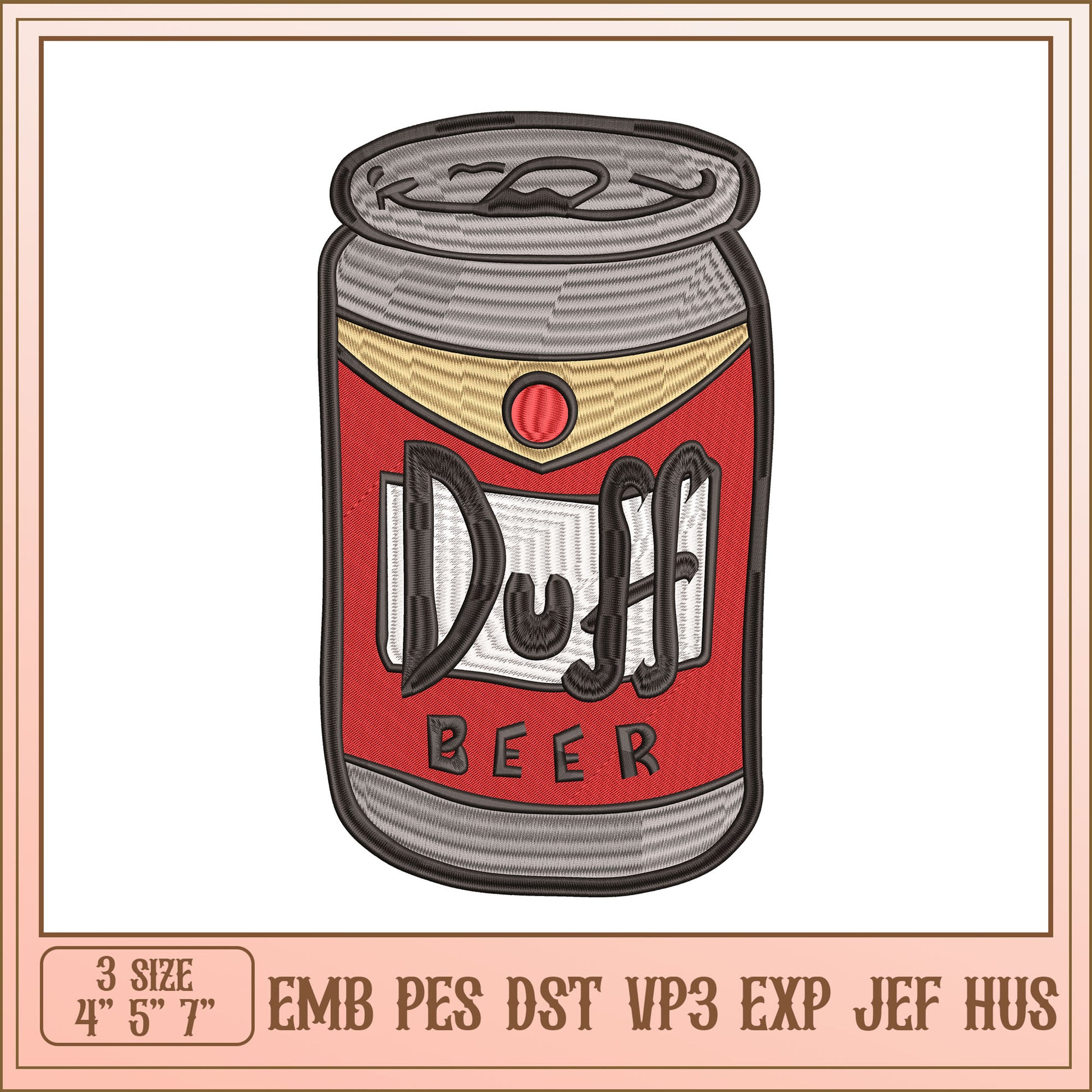 Duff Beer Embroidery Design