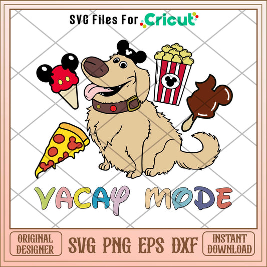 Dug dog with balloon Snack  Vacay Mode svg,  up characters svg, digital dowload