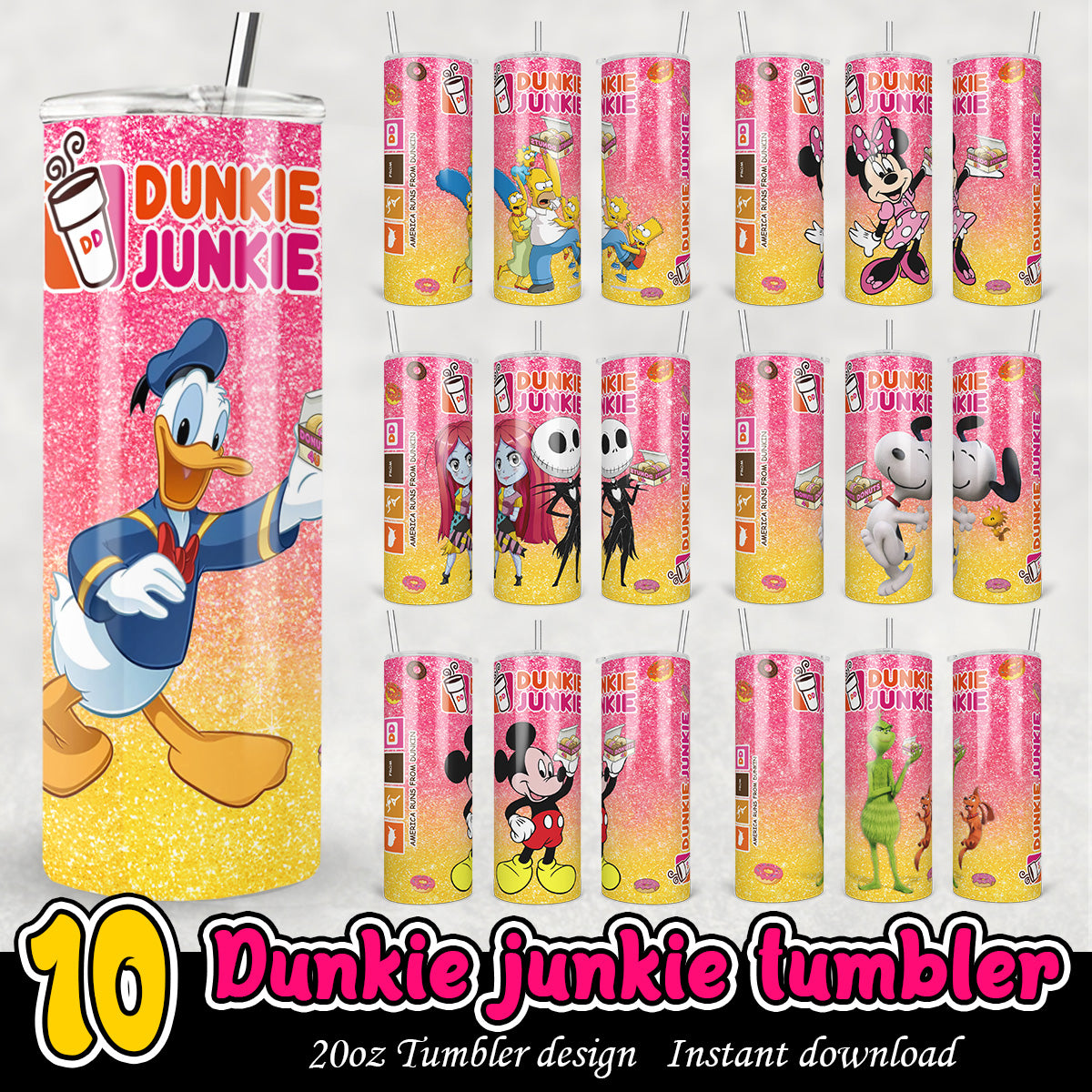 Dunkie Junkie Disney Tumbler Bundle, Disney 20oz Tumbler Bundle