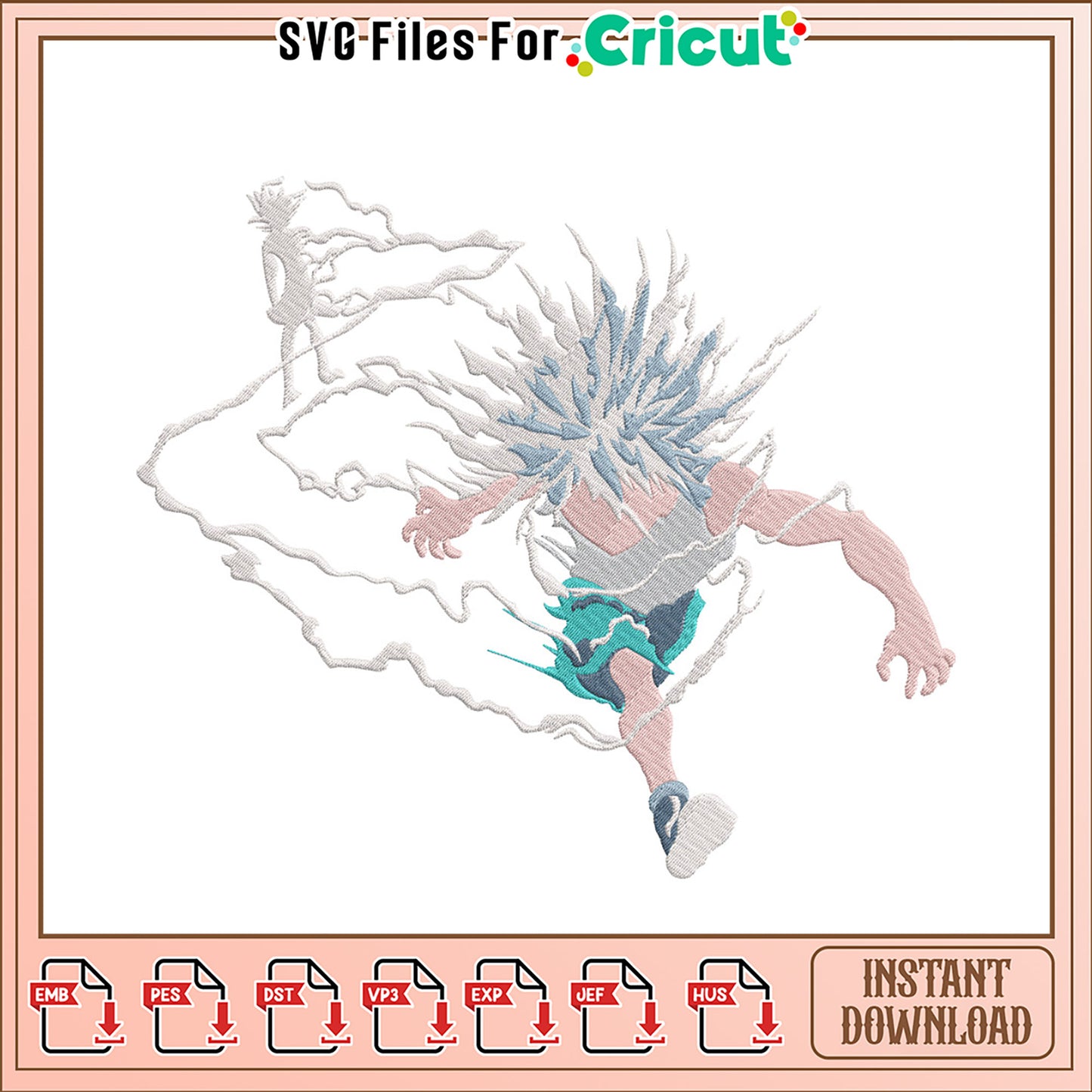 Dynamic Action Embroidery Design Instant Download File