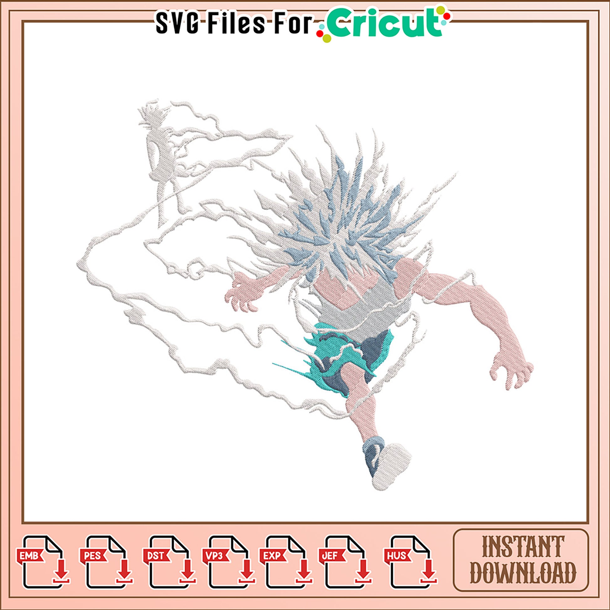 Dynamic Action Embroidery Design Instant Download File