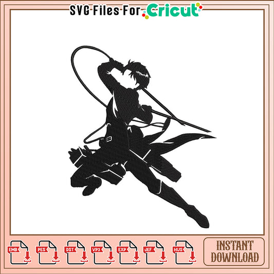 Dynamic Action Figure Embroidery Design Downloadable File