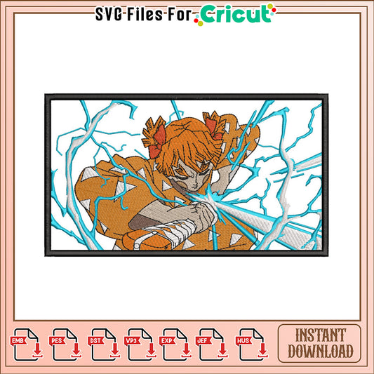 Dynamic Anime Embroidery Design for Creative Projects