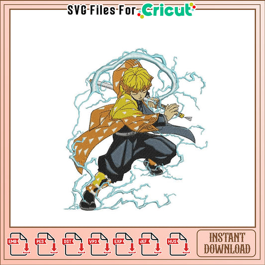 Dynamic Embroidery Design of Anime Character Action Pose